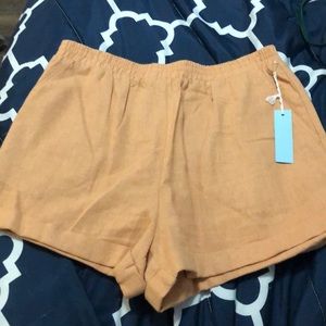 Linen-Blend Cuff Shorts